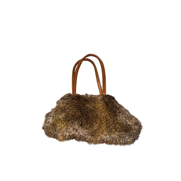 Vintage Bosom Buddy Bags Shoulder Bag With Faux Fur & Leather Accents Bee Emblem - Picture 2 of 9